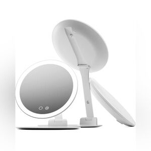 Fancii Rechargeable Foldable Travel Mirror 10x Magnification White